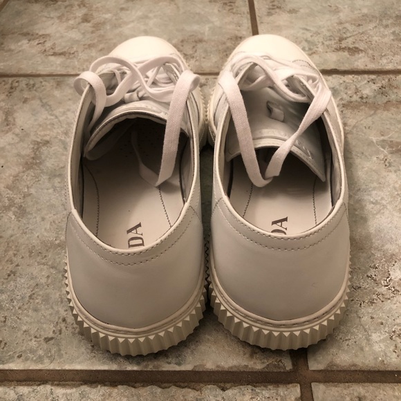 Prada White Leather Sneakers - Picture 4 of 6